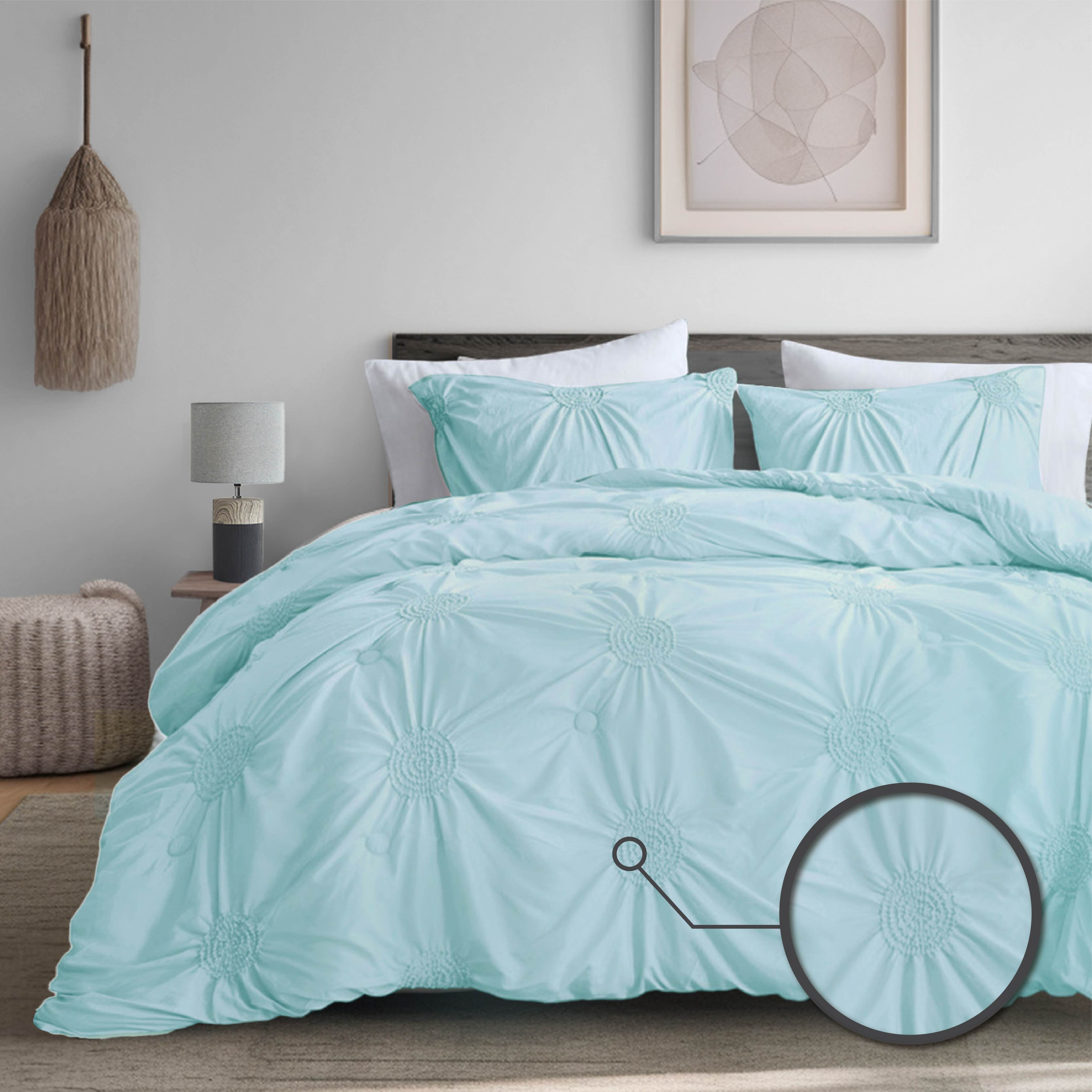 Comfort Spaces 3Piece King Comforter Set Microfiber Blue Elastic