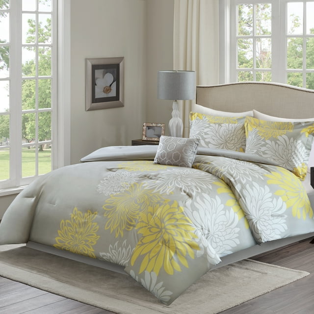 Comfort Spaces 5Piece King Comforter Set Microfiber Floral Printed