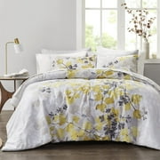 Comfort Spaces 9-Piece Queen Bed in a Bag Microfiber Comforter Sets Down Alternative with Sheet Set and Side Pockets, Yellow Botanical