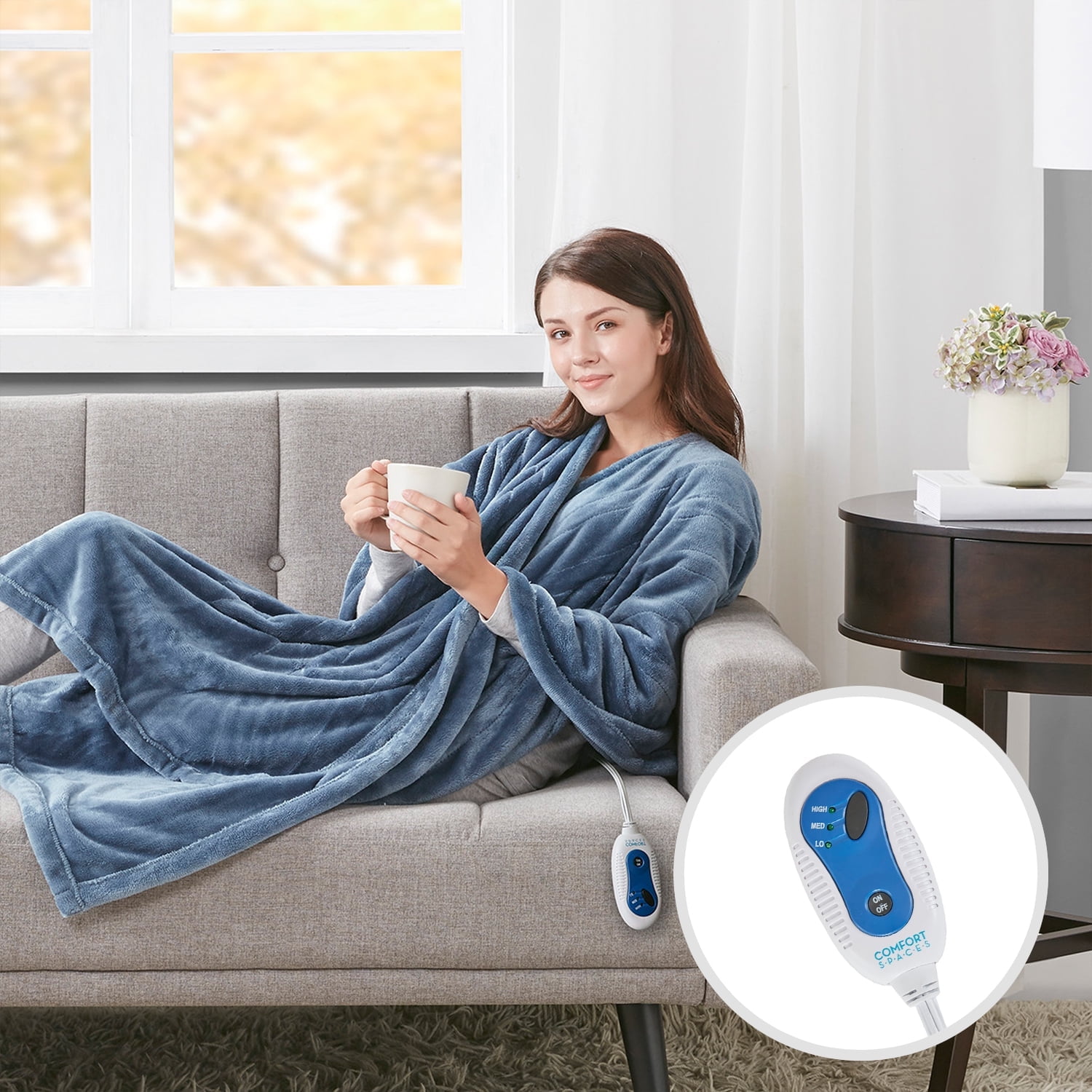 Comfort Spaces Plush Heated Snuggle Wrap 50 x64