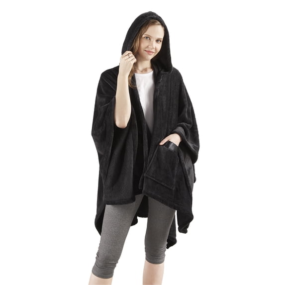 Comfort Spaces Black Polyester Plush Throw, 60" x 50"
