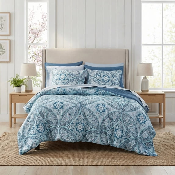 Regency Heights King Size Comforter Sets, 9-Piece Bed in a Bag King, Blue Bedding Comforter Set with Comforter, Flat Sheet, Fitted Sheet with Side Pockets