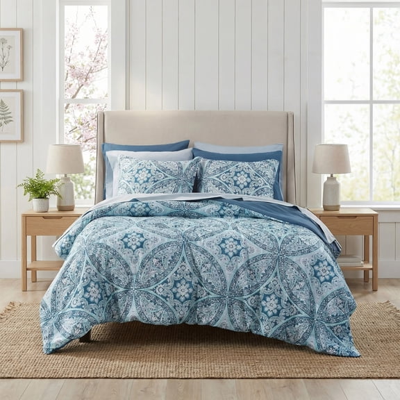 Regency Heights King Size Comforter Sets, 9-Piece Bed in a Bag King, Blue Bedding Comforter Set with Comforter, Flat Sheet, Fitted Sheet with Side Pockets