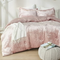 Comfort Spaces Full/Queen Cozy Velvet Comforter Sets 3-Piece Luxe All Season Down Alternative Bedding Set Blush Pink