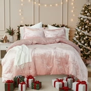 Regency Heights Full/Queen Blush Velvet Comforter Set, Luxury 3-Piece All-Season Bedding, Bed Set with Shams