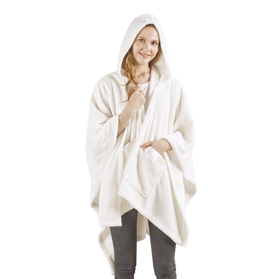 Comfort Spaces Ivory Off-White Polyester Plush Throw, 60" x 50"