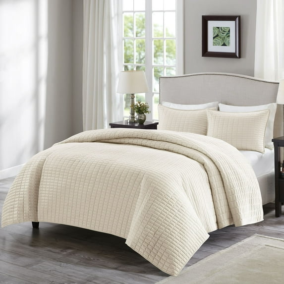 Comfort Spaces Kienna Quilt Mini Set, Twin/Twin XL, Ivory
