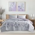 thumbnail image 1 of Comfort Spaces Reversible King/Cal King Quilt Set, 3-Piece Floral Coverlet Set, Lightweight Bedspreads, Gray/Purple, 1 of 8