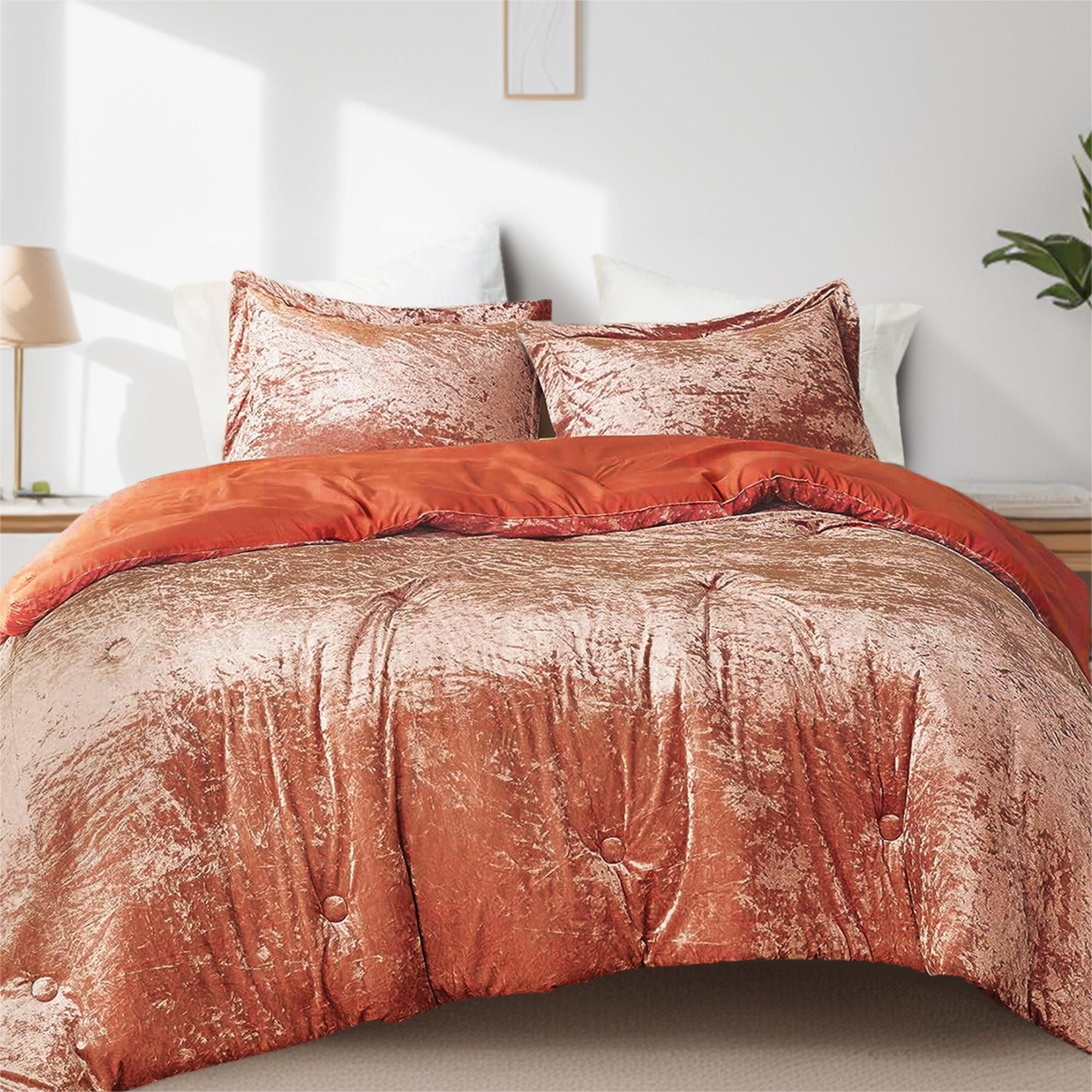 Comfort Spaces King Cozy Velvet Comforter Sets 3Piece Luxe All Season