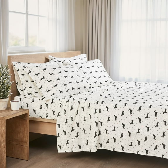 Comfort Spaces King Sheet Set, Flannel Bed Sheets King, 100% Cotton Bed Sheets Set with Deep Pocket, 4-Piece