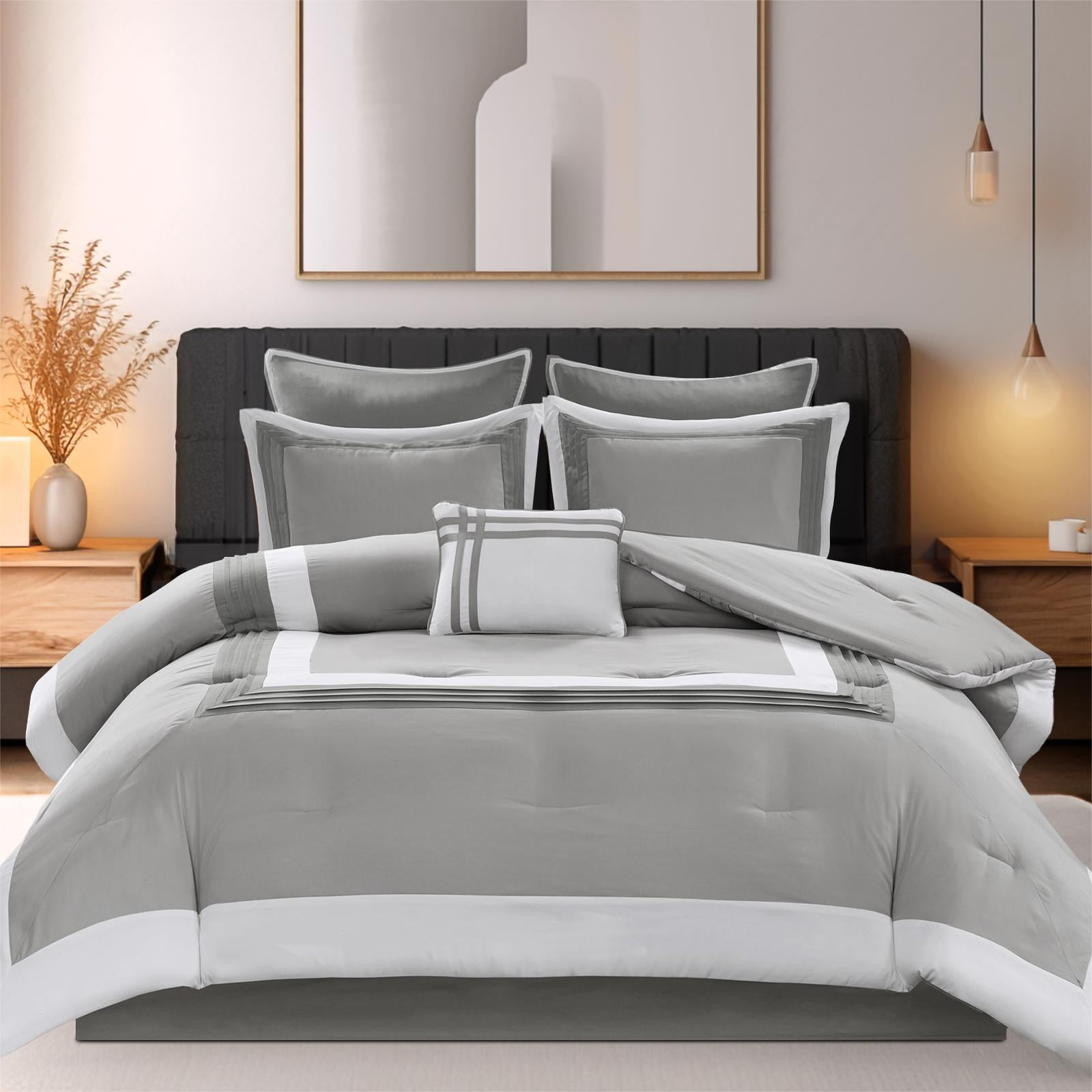 Bordered off White Sheet Set Full Queen King Flat Sheet With Smoky