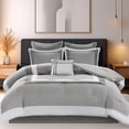 thumbnail image 1 of Comfort Spaces Malcom Comforter for King Size Beds, Textured Print Bedding Comforter Set, Gray, 7Pc, 1 of 11