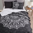 thumbnail image 1 of Comfort Spaces Queen Size Bedspread Set Adult Vermicelli Stitch Black, 1 of 5