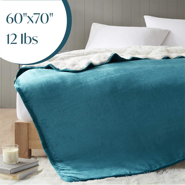 Comfort Spaces Reversible Weighted Blanket Velvet to Sherpa, Heavy Wraps BoxQuilted Cozy Warm