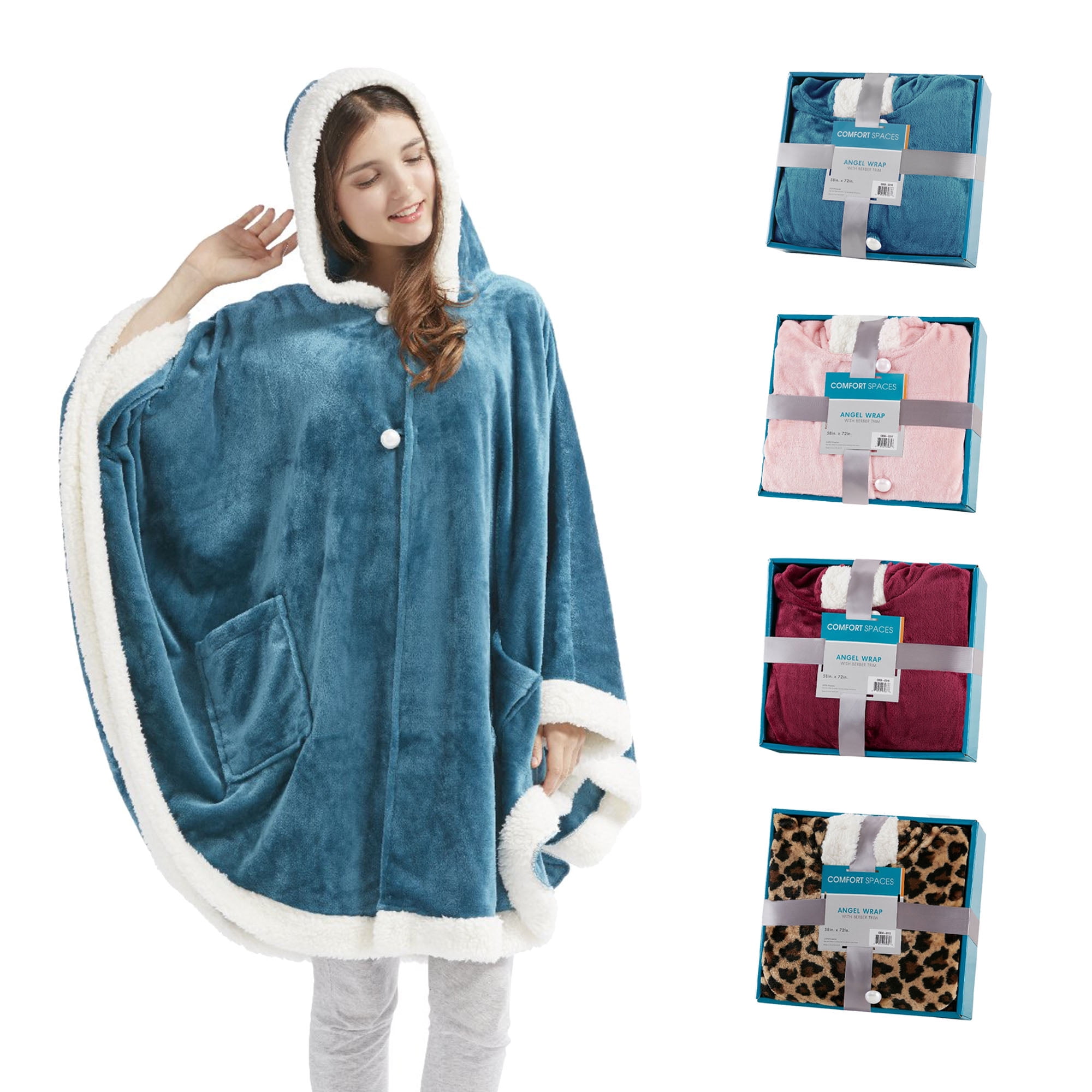 Comfort Spaces Red Soft Warm Sherpa Wearable Angel Plush Hooded