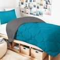 thumbnail image 1 of Comfort Spaces Twin/Twin XL Comforter Sets, 2-Piece Reversible Bedding Set, Comforter Bed Set for Dorm College, Teal/Dark Gray, 1 of 10