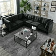 thumbnail image 1 of Comfort Stretch 116'' Black Velvet L Shape Modular Sectional Sofa, DIY Combination Sofa,  Sectional Sofa Couch Set with Storage Large Space，5 Seater Furniture Sets for Living Room, 1 of 11