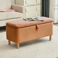 thumbnail image 1 of Comfort Stretch 39.3" Length Storage Ottoman Bench for Living Room,Brown Bedroom Bench with Entryway Storage Rectangular Boucle Foot Rest Stool Padded Seat, 1 of 8