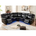 thumbnail image 1 of Comfort Stretch Power Recliner Sofa Sets with LED Lights,Faux Leather Reclining Sectional Couch for Living Room Furniture Sets with USB Port,Storage Console,Cup Holders Black, 1 of 7