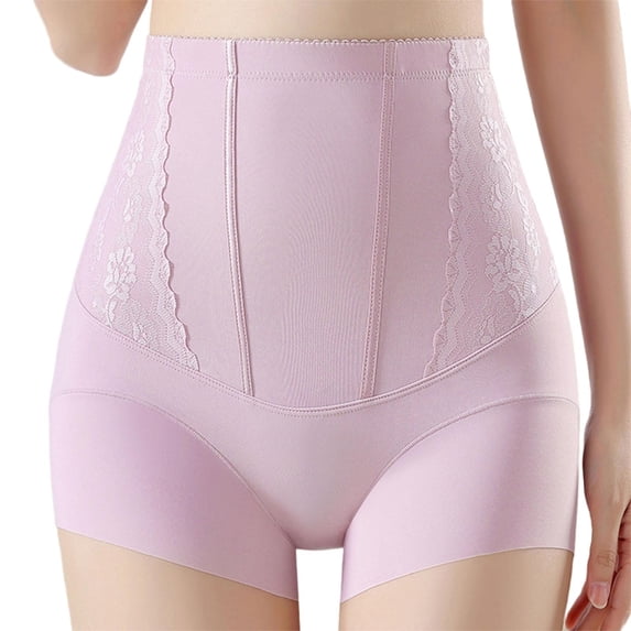 VONCOS Comfort Waistband High Waisted Tummy Control Shapewear Briefs Womens Seamless No Show Butt Lifting Panties Anti-Roll Lace Trim Purple M to XXXL,Size L
