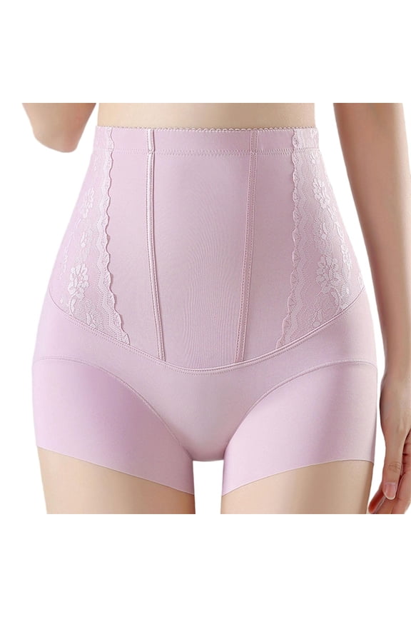 Comfort Waistband High Waisted Tummy Control Shapewear Briefs Womens Seamless No Show Butt Lifting Panties Anti-Roll Lace Trim Purple M to XXXL,Size M