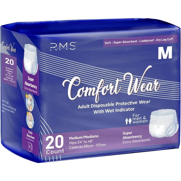 Comfort Wear Incontinence Adult Pull-Ups, Medium (3446) | Leak-Proof Disposable Incontinence Underwear with Wetness Indicator & Odour Control for Men & Women (Medium (20 Count))