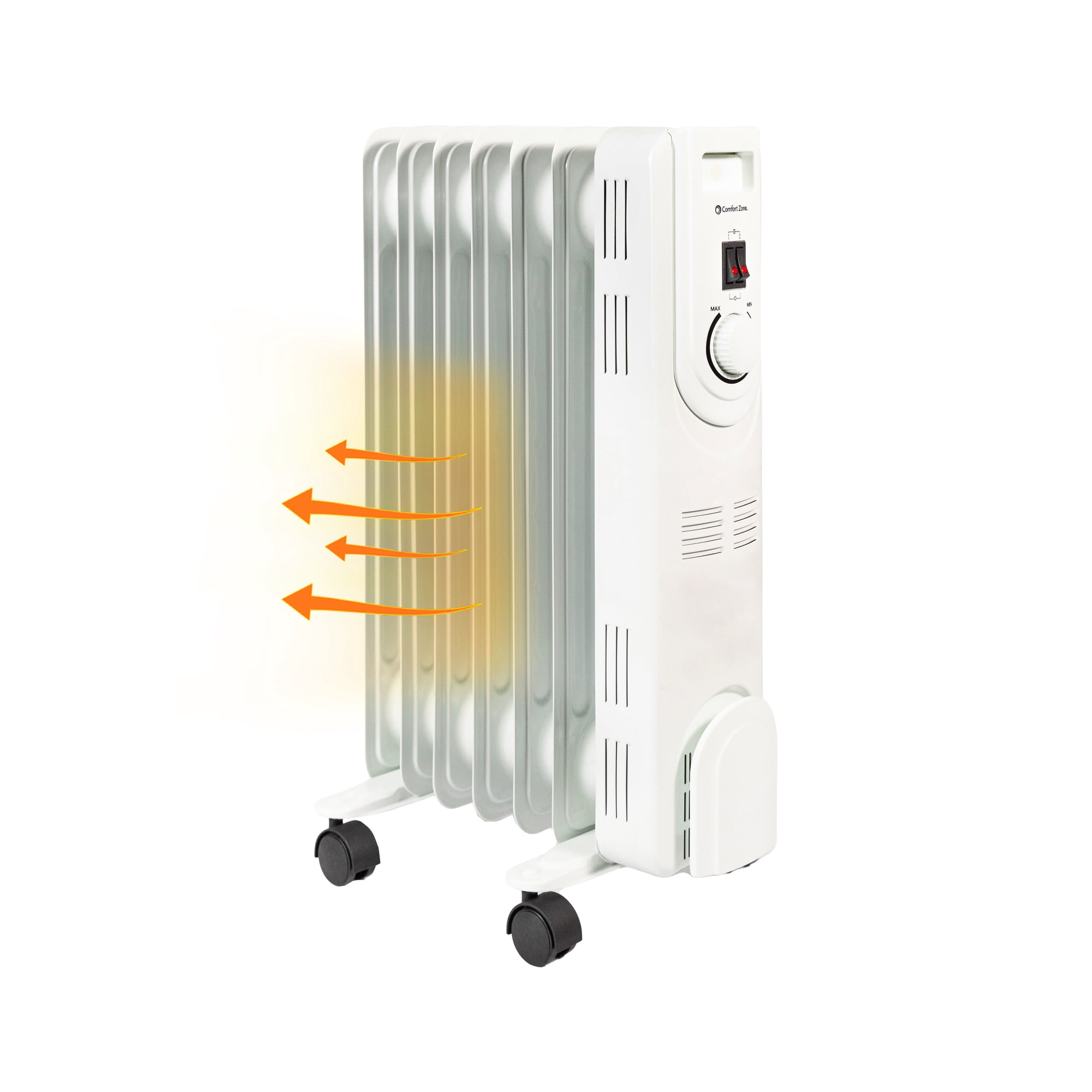 Comfort Zone 1,200-Watt Electric Oil-Filled Radiant Radiator Heater,  Permanently Sealed, Never Refill, Adjustable Thermostat, Stay-Cool Handle,  Tip-Over Switch u0026 Overheat Protection System - Walmart.com