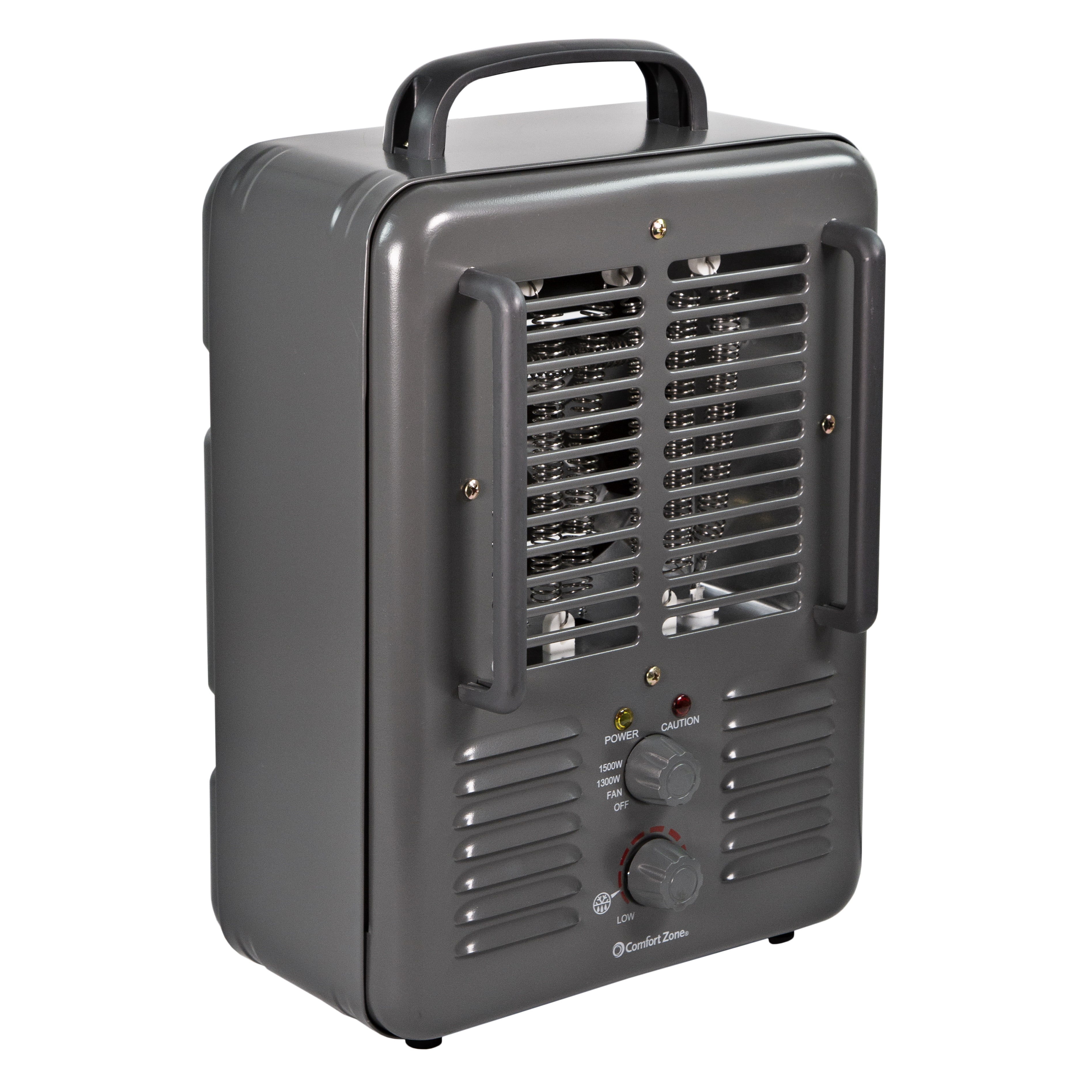 Comfort Zone 1,500-Watt Milkhouse Style Electric Portable Utility Heater  with Adjustable Thermostat, Overheat Protection, 3-Prong Plug, and Safety  Tip-Over Switch, Grey - Walmart.com