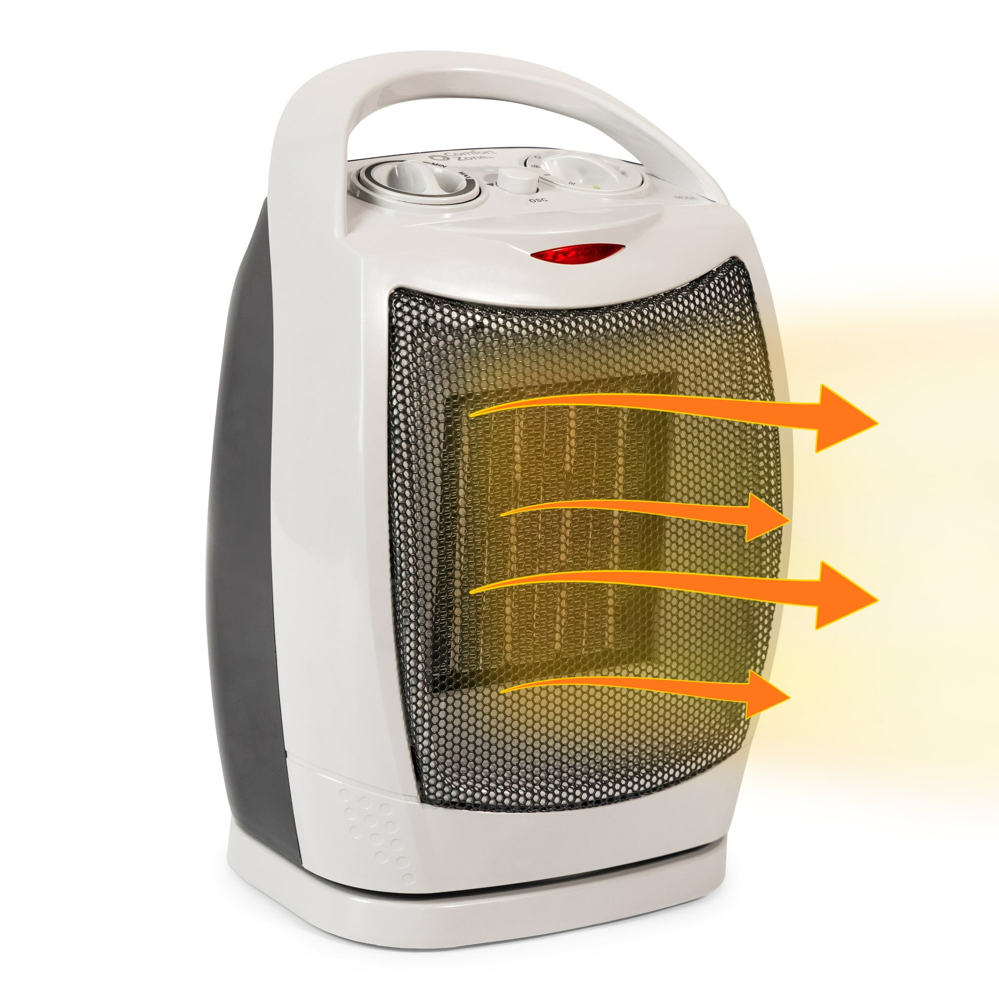 Comfort Zone 1,500-Watt Oscillating Ceramic Heater, Energy-Efficient,  Adjustable Thermostat, Safety Tip-Over Switch u0026 Overheat Protection System  - Walmart.com