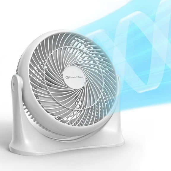 Comfort Zone 11 in. Desktop Table Fan with 3 Speeds, Adjustable Tilt, White