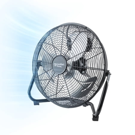 Comfort Zone 12 in. Floor or Desk Fan, All Metal, 3 Speeds, Tilt
