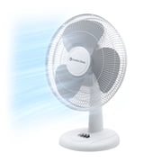 Comfort Zone 12 in. 3-Speed Oscillating Table or Desk Fan, White