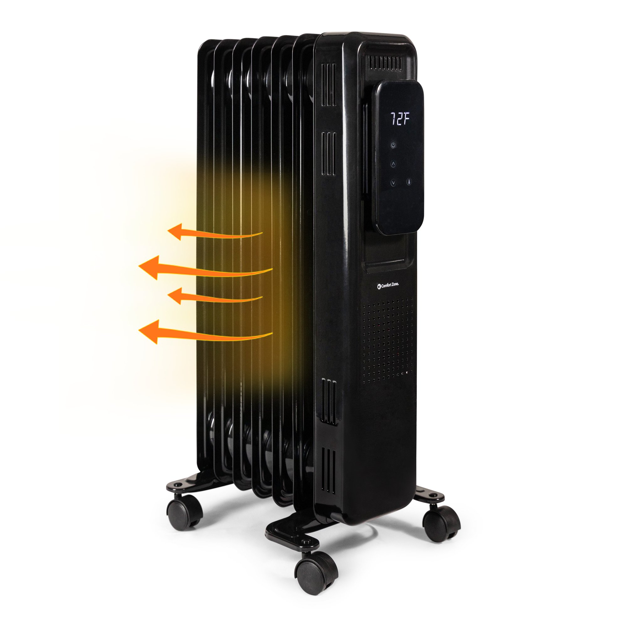 Comfort Zone 1500Watt, Oil-Filled, Digital, Electric Radiator Heater W/  Silent Operation, Black - Walmart.com