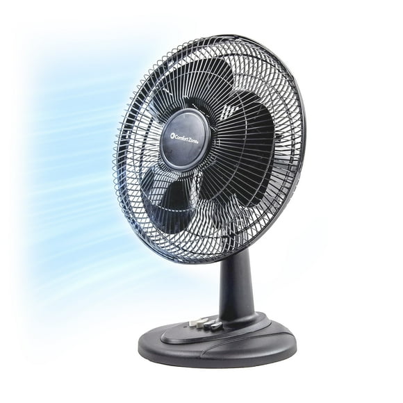 Comfort Zone 16" Oscillating Table Fan with Adjustable Tilt, Black