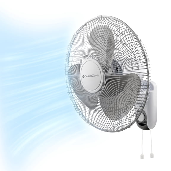 Comfort Zone 16" Wall Mount Fan, White