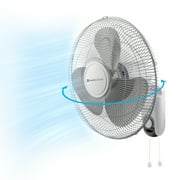 Comfort Zone 16 3-Speed Oscillating Wall Mount Fan with Remote Control, Timer and Adjustable Tilt, White