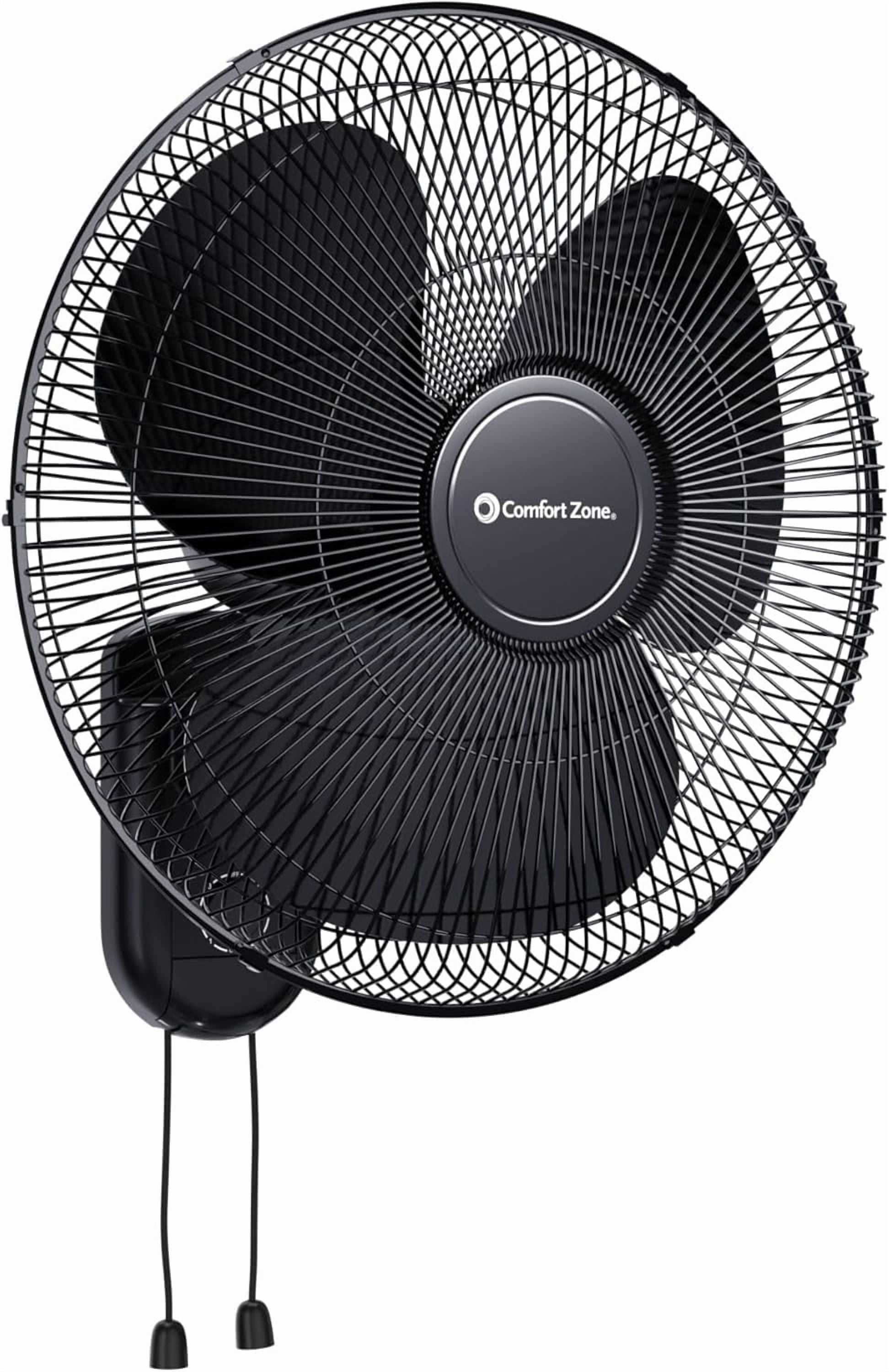 Comfort Zone 16" Wall Mount Fan, Black