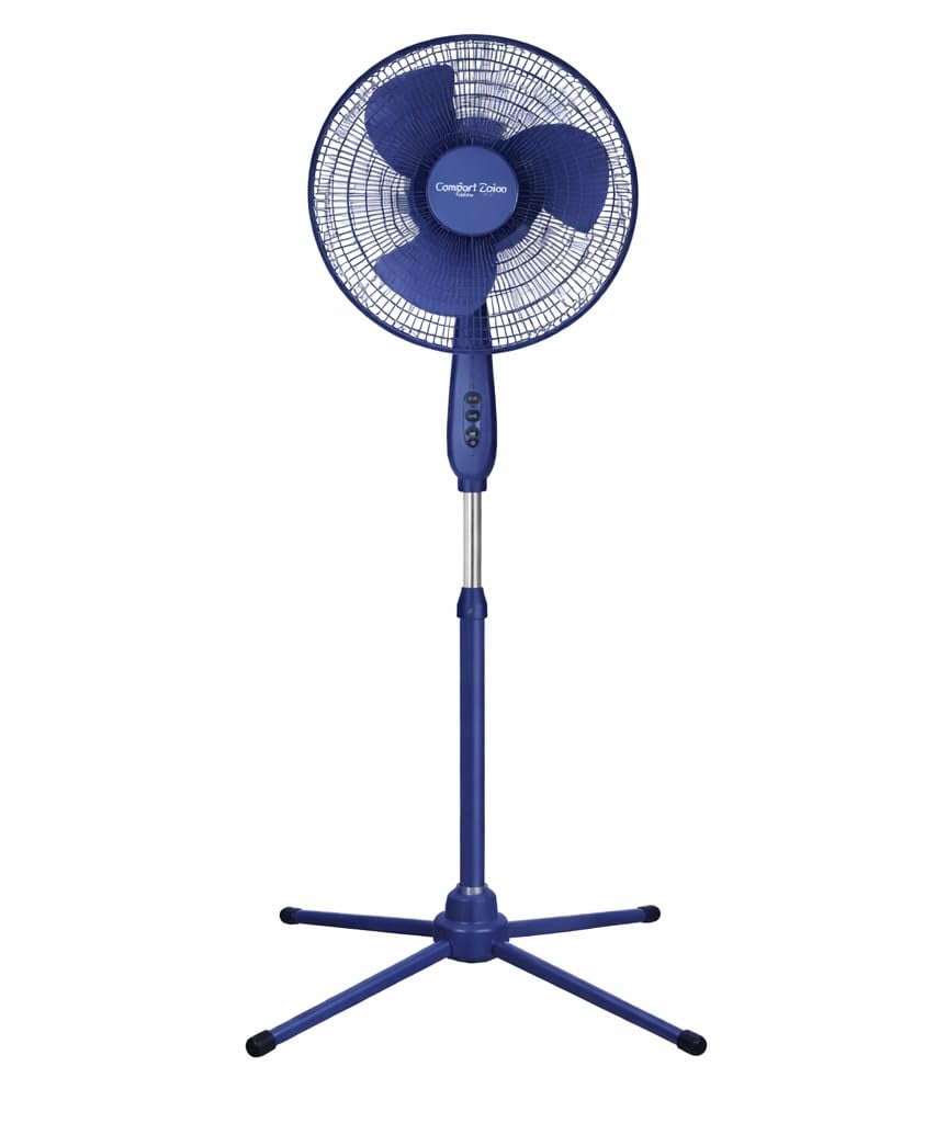 Comfort Zone 16 in. 3-Speed Adjustable-Height Pedestal Fan, Blue