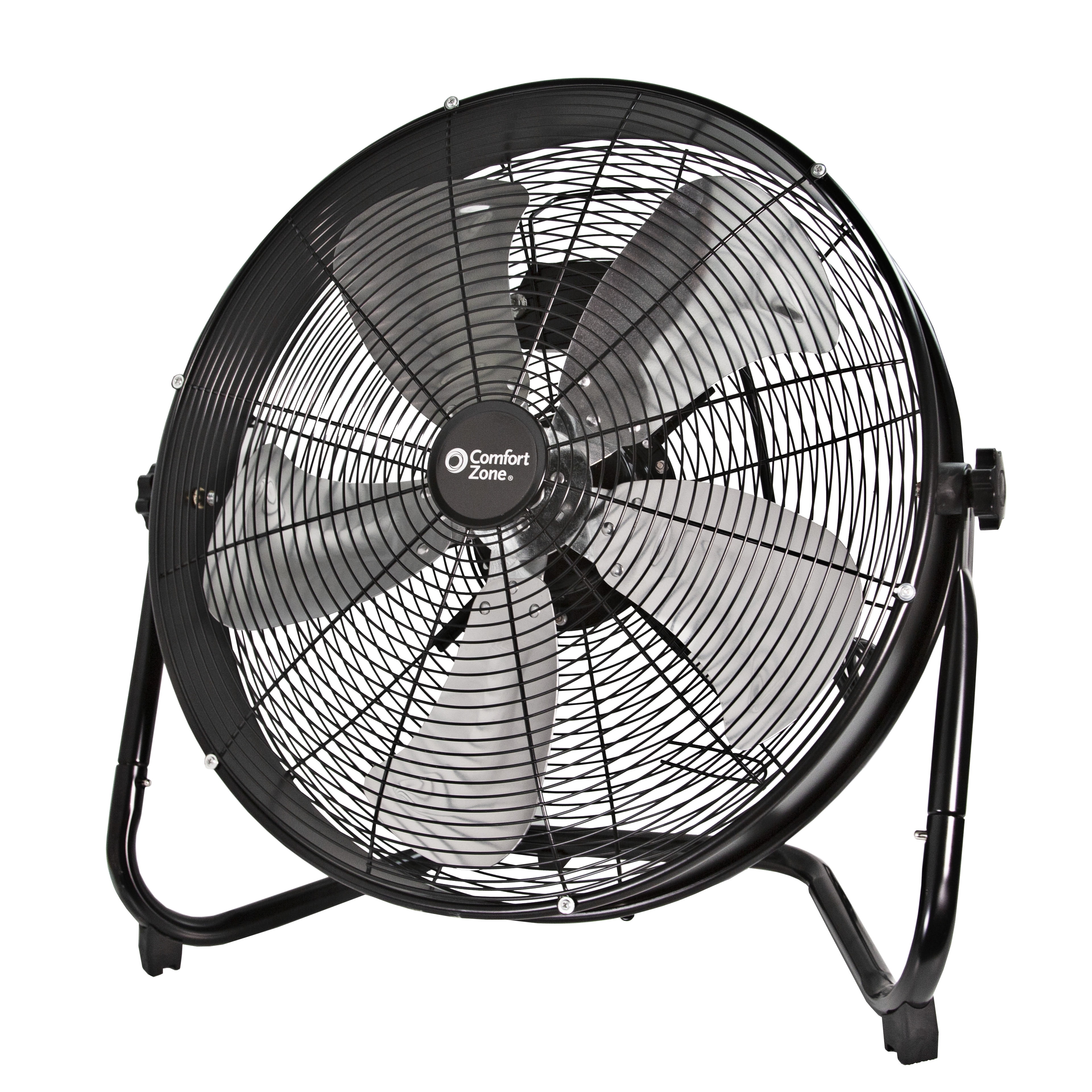 Comfort Zone 20” 3-Speed High-Velocity Slim Industrial Drum Fan, All-Metal  Construction, 180-Degree Adjustable Tilt, Large Knobs to Lock Tilt Angle,  5-Aluminum Blades, and Carry Handle, Black