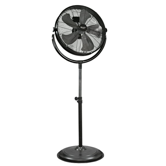 Comfort Zone 20 3-Speed Slim-Profile High-Velocity Industrial Pedestal Fan with Aluminum Blades and Adjustable Tilt, All-Metal Construction, Black