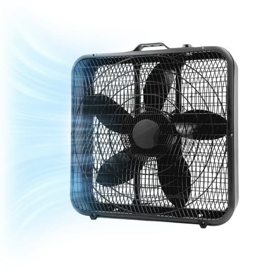 Comfort Zone 20" Box Fan with Carry Handle, Black