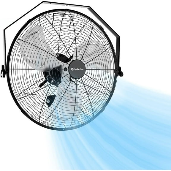 Comfort Zone 20 in. Industrial Fan – Wall or Floor Mount, 3 Speeds, Metal