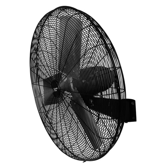 Comfort Zone 30” 2-Speed Oscillating High Velocity Industrial Wall Fan, All-Metal Construction, Adjustable Tilt, Steel Mounting Bracket with Adjustable Angle, Aluminum Blades, Black