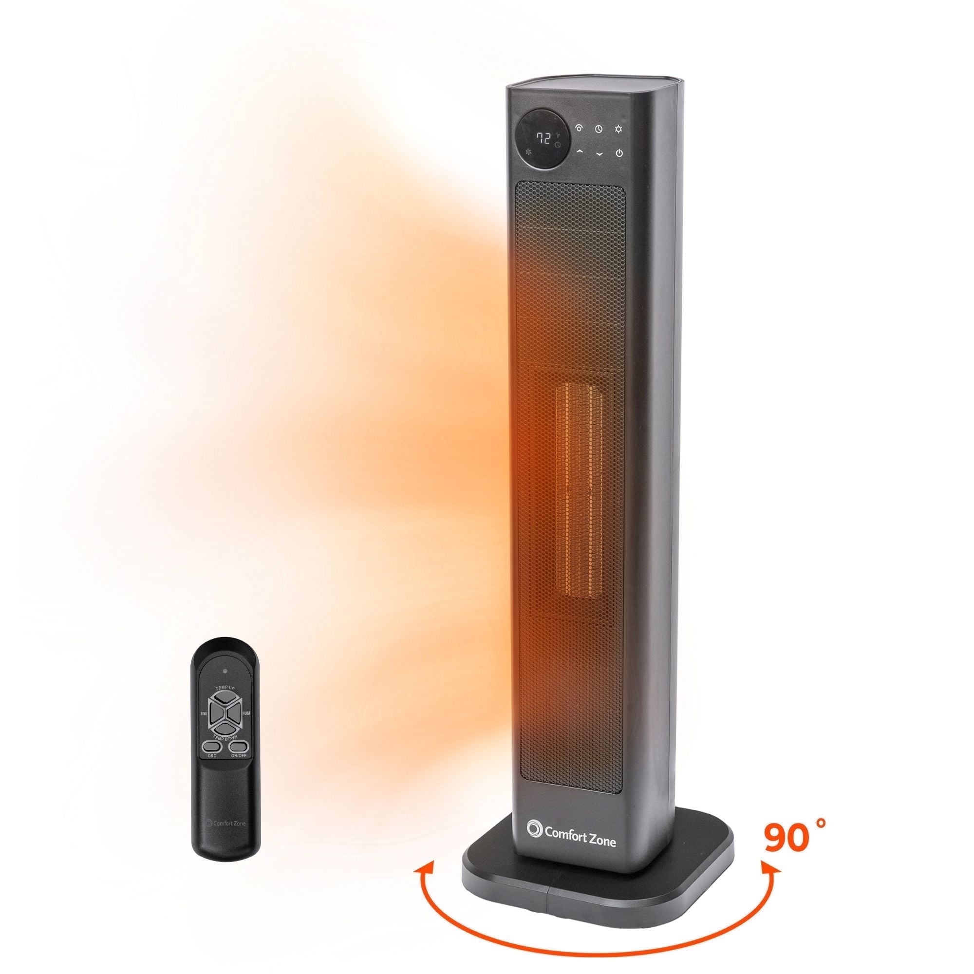 Comfort Zone 30" Oscillating Digital Tower Space Heater with Remote Control