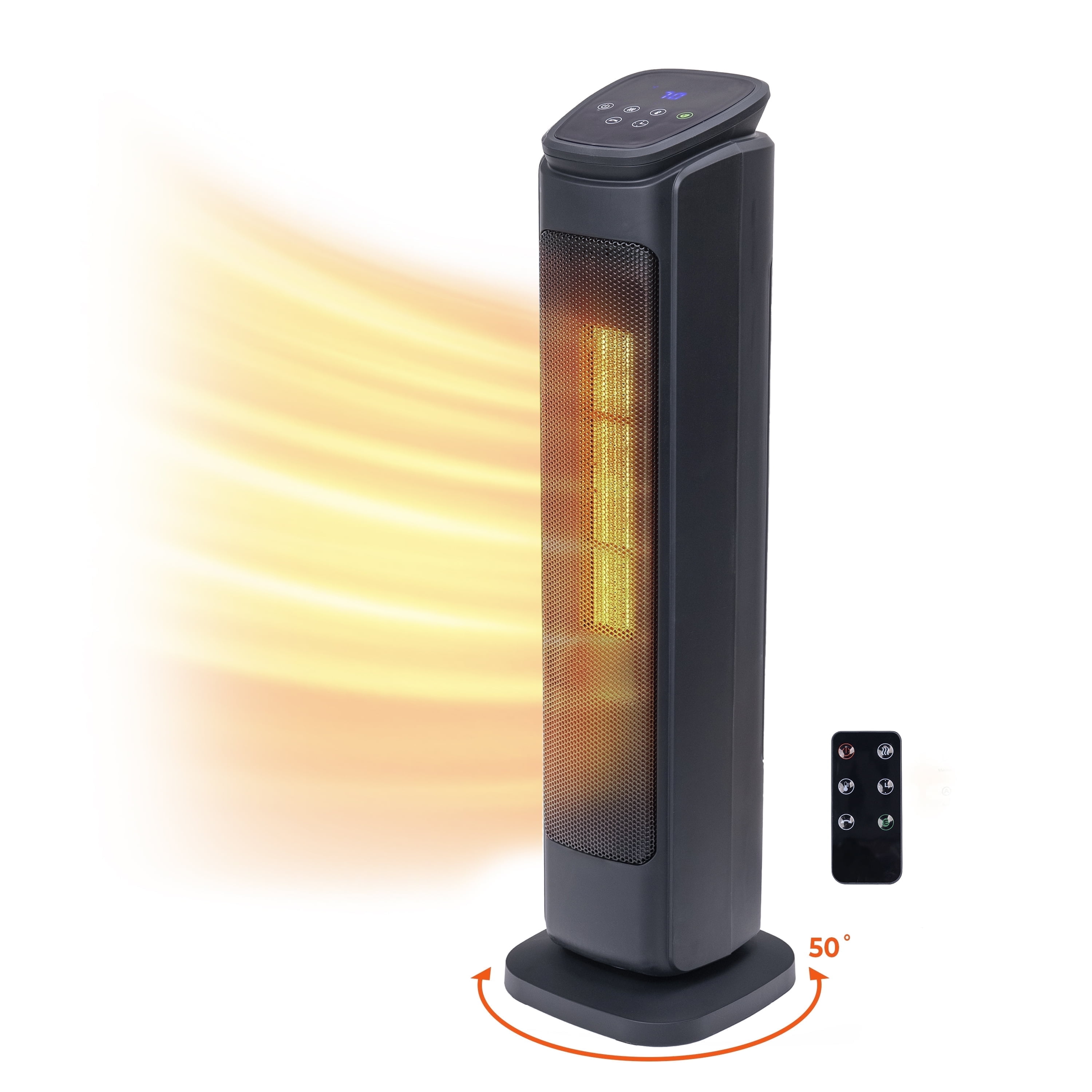 30" Black Electric Tower Space Heater with Digital Thermostat