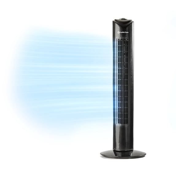 Comfort Zone 32" in. Tower Fan, 3 Speeds, Quiet, Oscillating, Portable