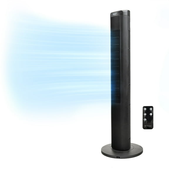 Comfort Zone 40" Tower Fan with Remote Control, 15H Timer, Black