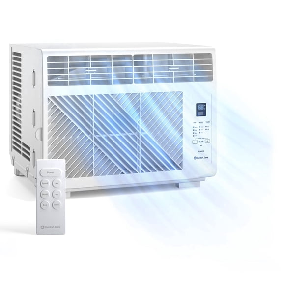 Comfort Zone 5,000 BTU Window Air Conditioner, , 4-Speed Settings, Timer & Remote, Cools Up to 150 sq. ft., White