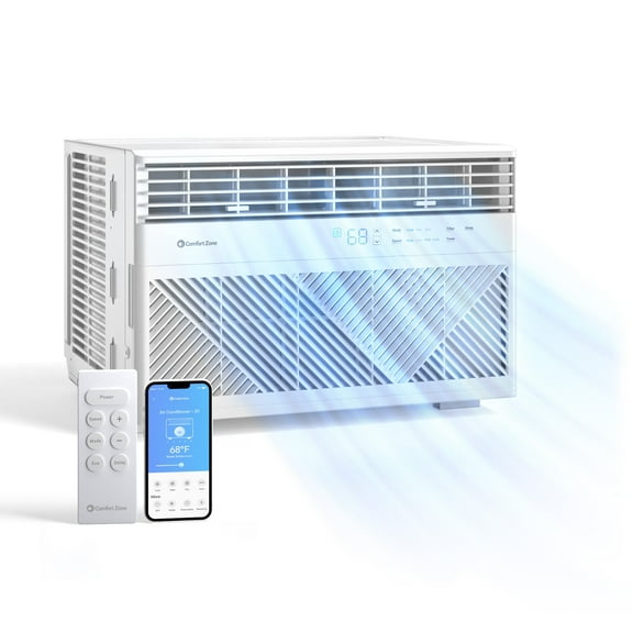 Comfort Zone 8,000 BTU Window Mounted Air Conditioner with Remote Control, Wi-Fi