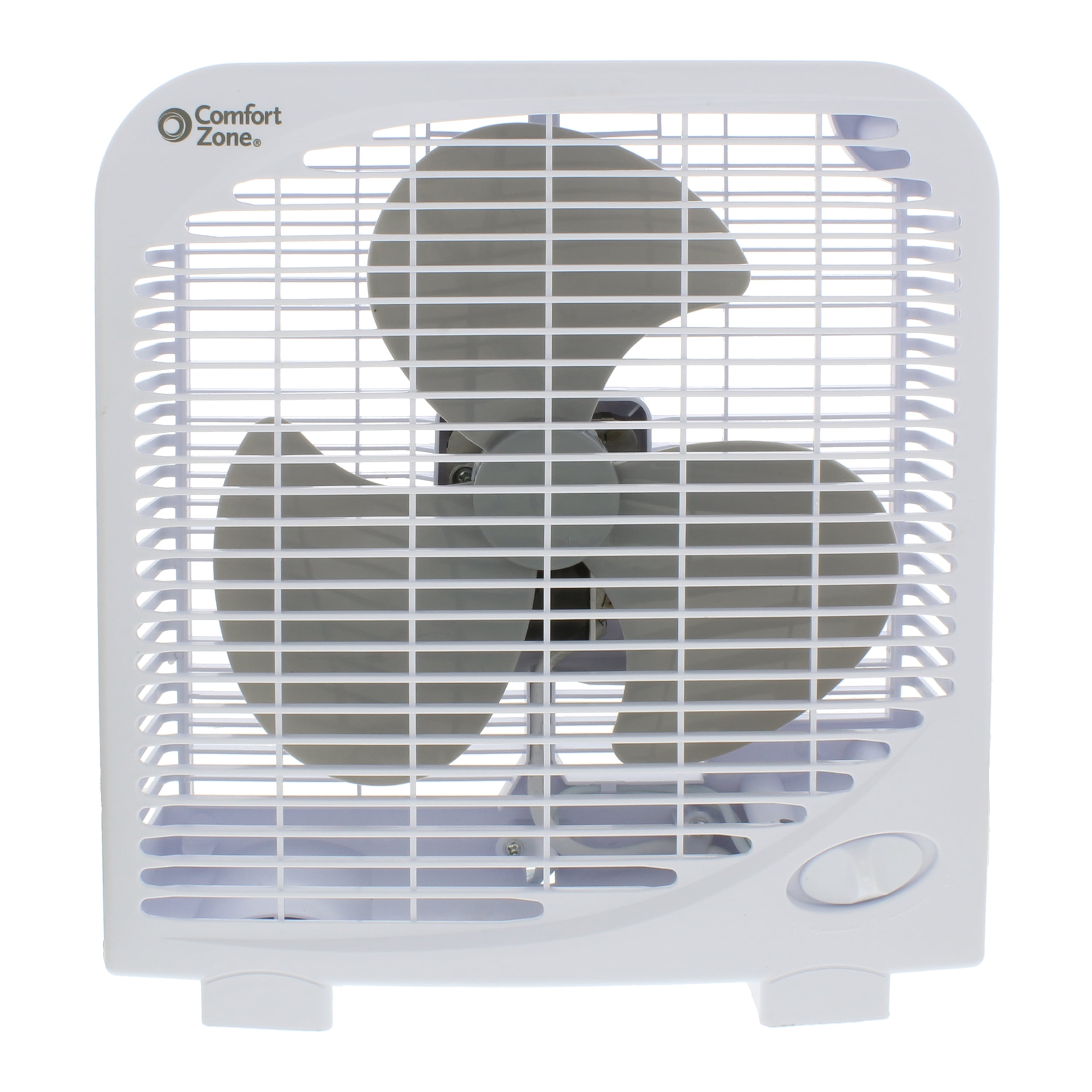 Comfort Zone 9" 3-Speed Portable Box Fan for Home, White